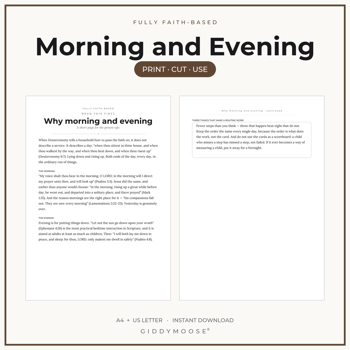 Editable Christian Morning and Evening Routine Cards Printable