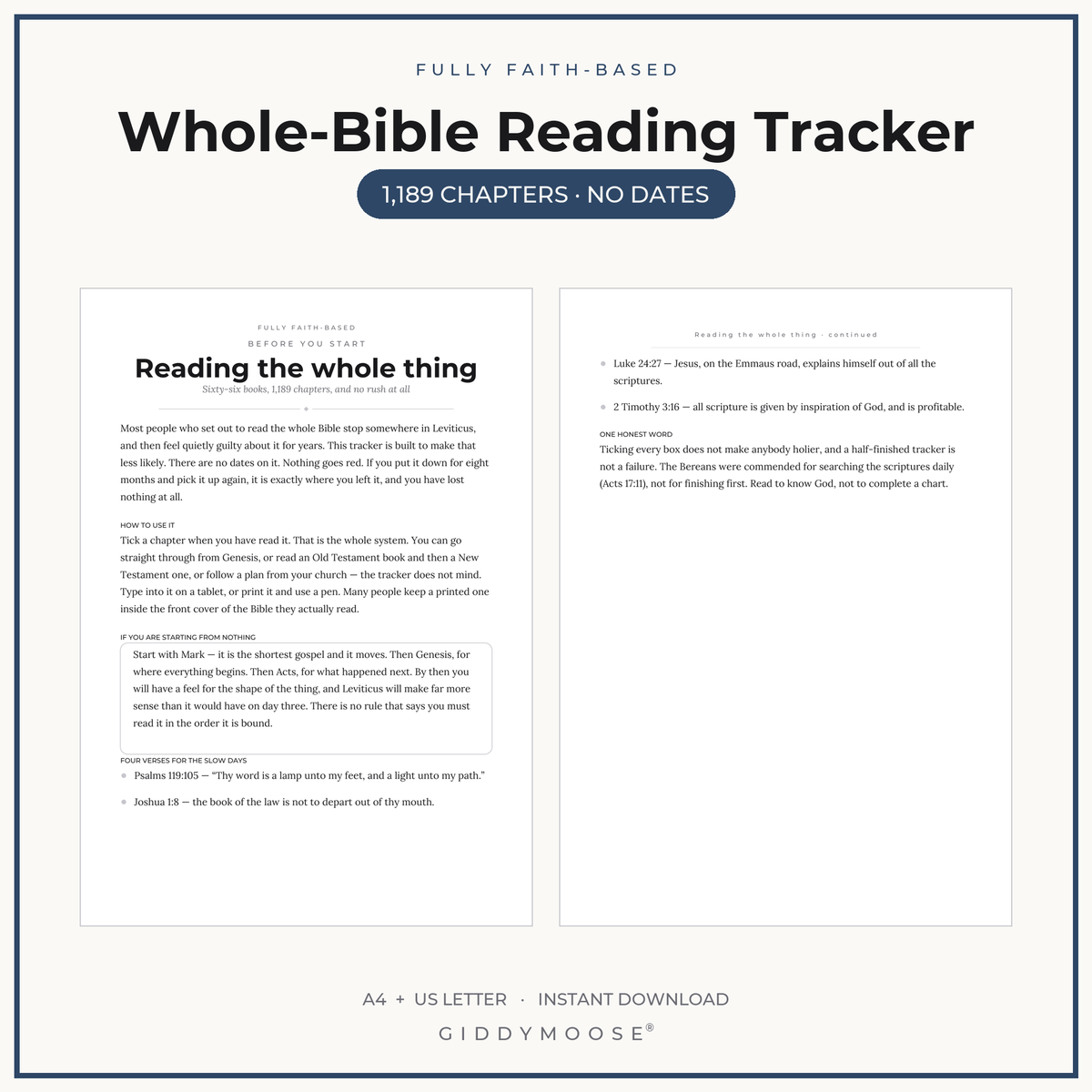 Editable Bible Reading Tracker Printable