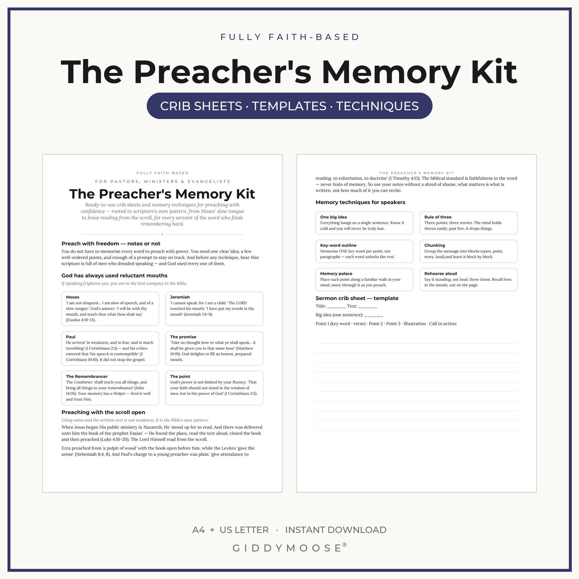 Sermon Crib Sheet Template Printable