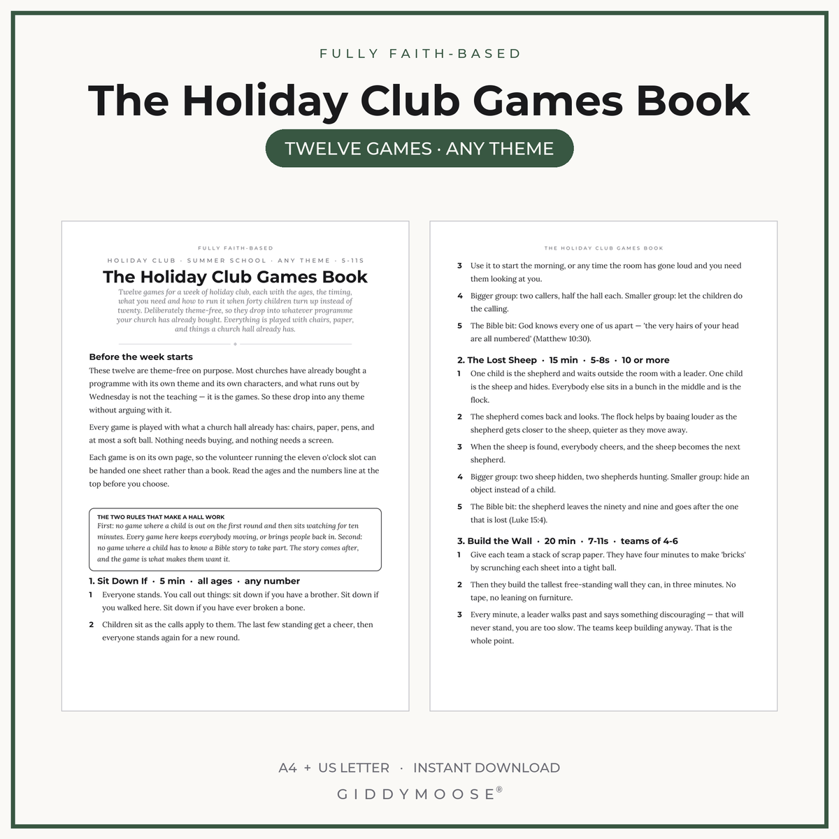 Holiday Club Games Printable