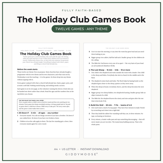 Holiday Club Games Printable