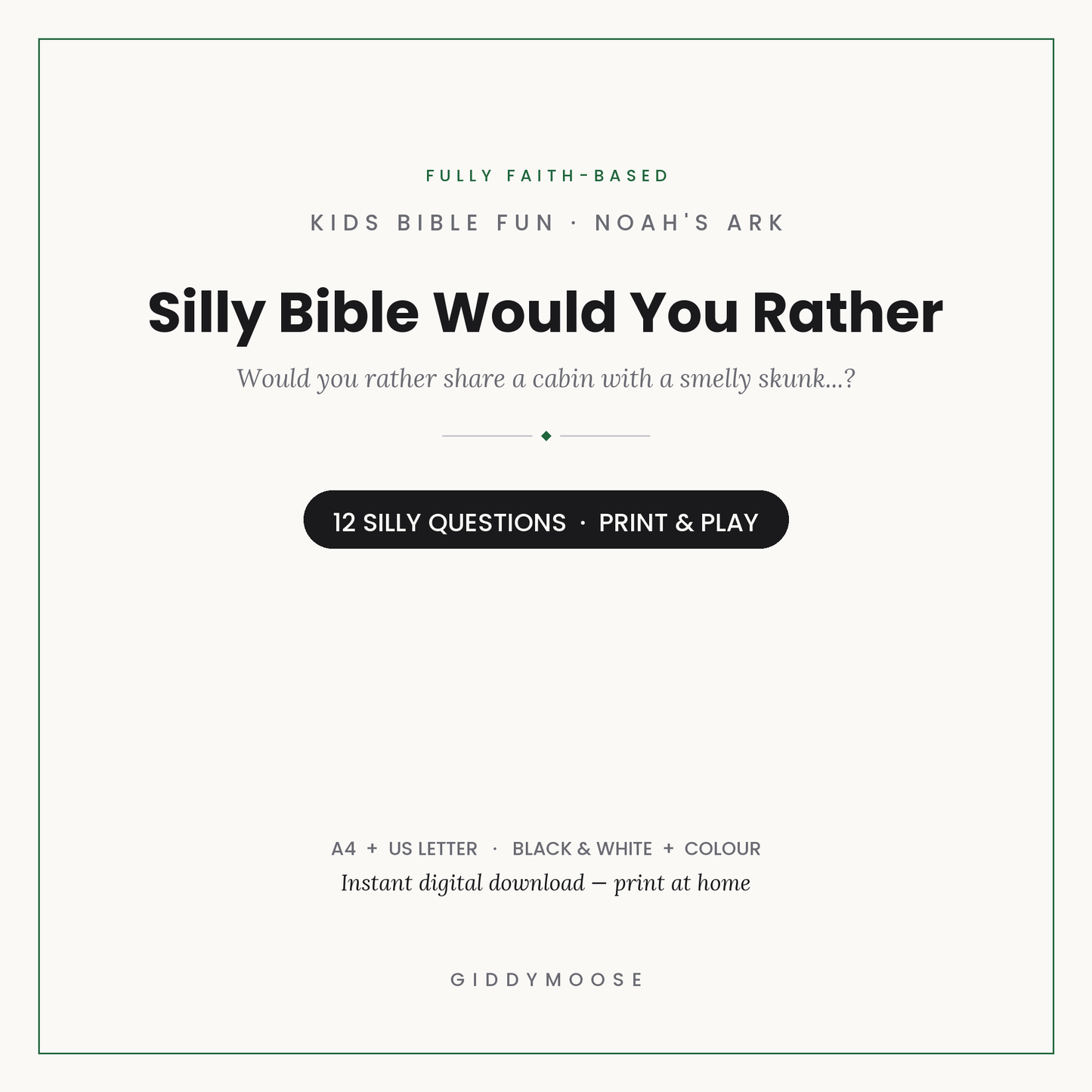 Kids Bible Would You Rather Printable