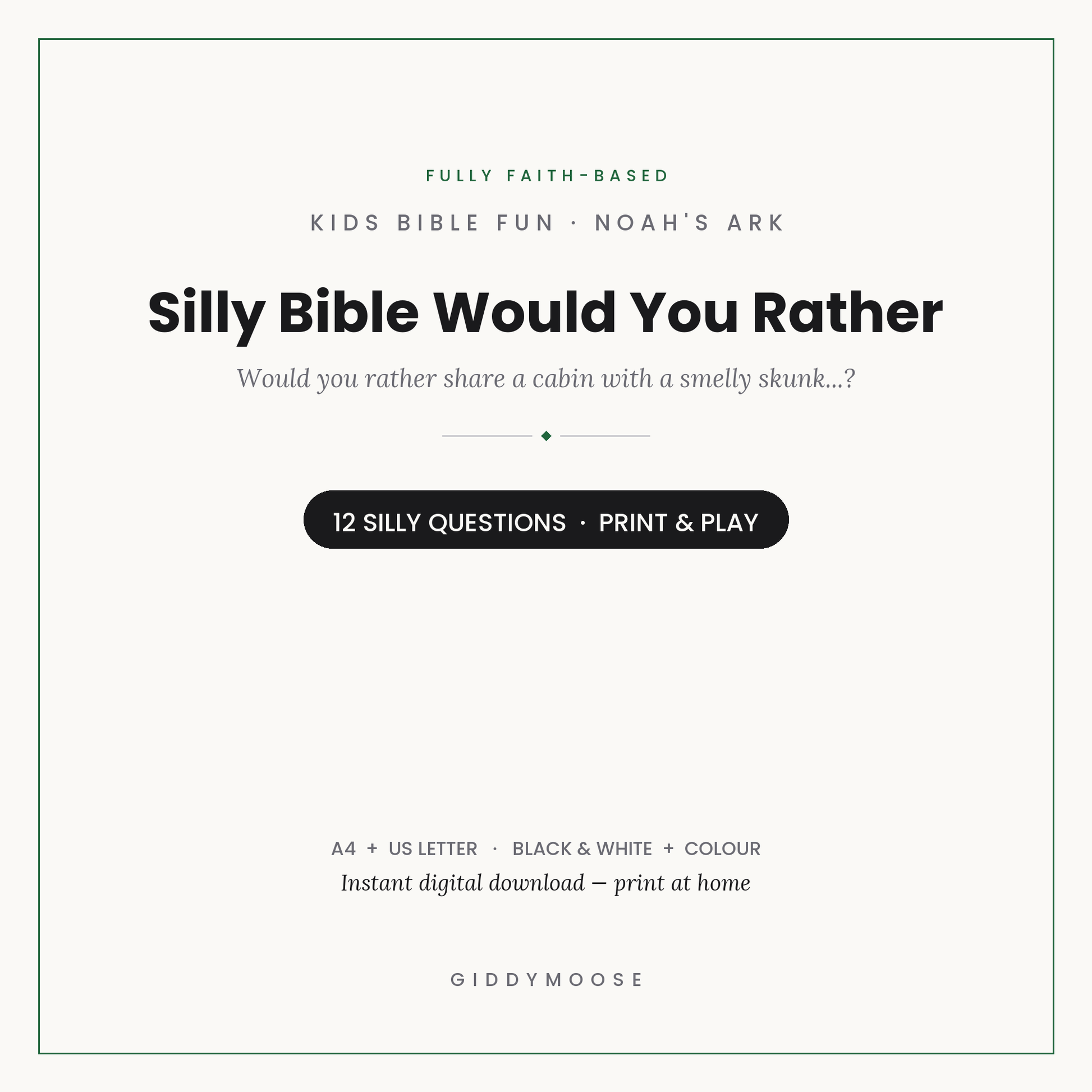 Kids Bible Would You Rather Printable
