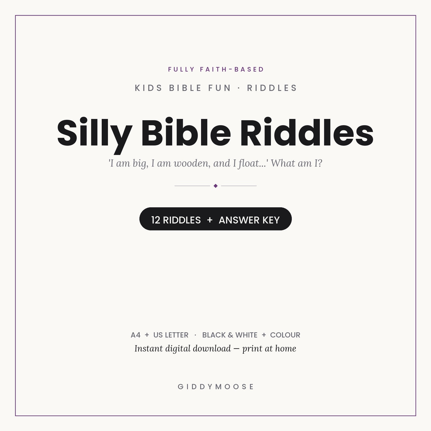 Kids Bible Riddles Printable
