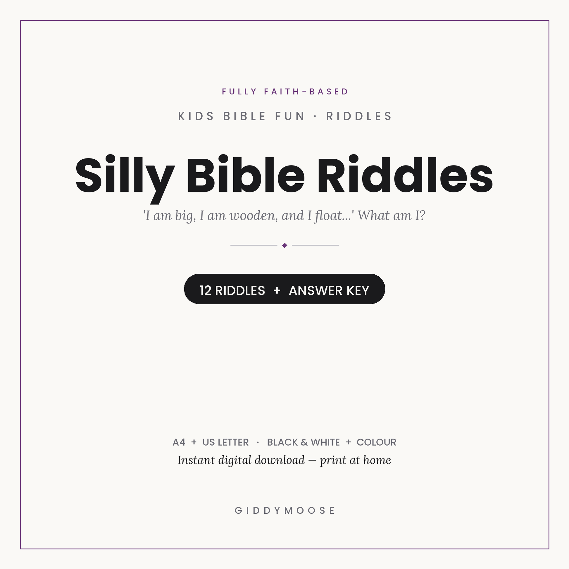 Kids Bible Riddles Printable