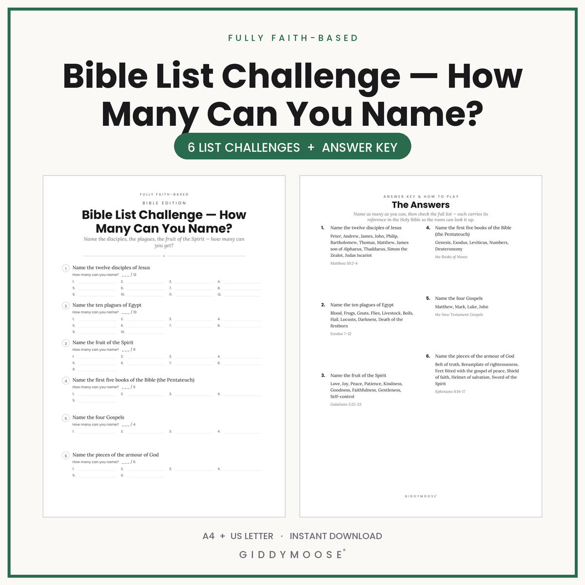 Bible List Challenge Printable