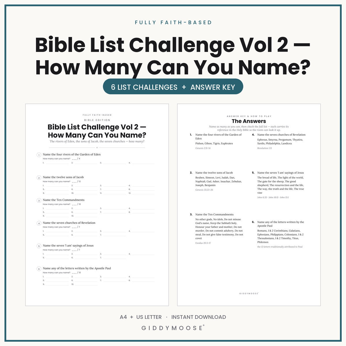 Bible List Challenge Vol 2 Printable