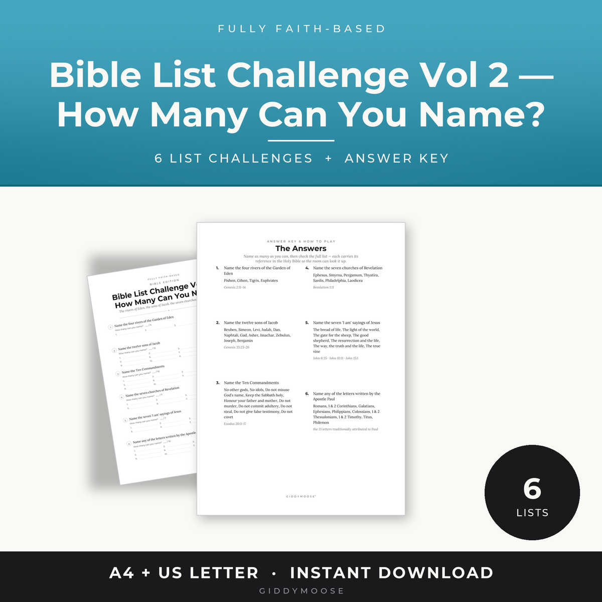 Bible List Challenge Vol 2 Printable