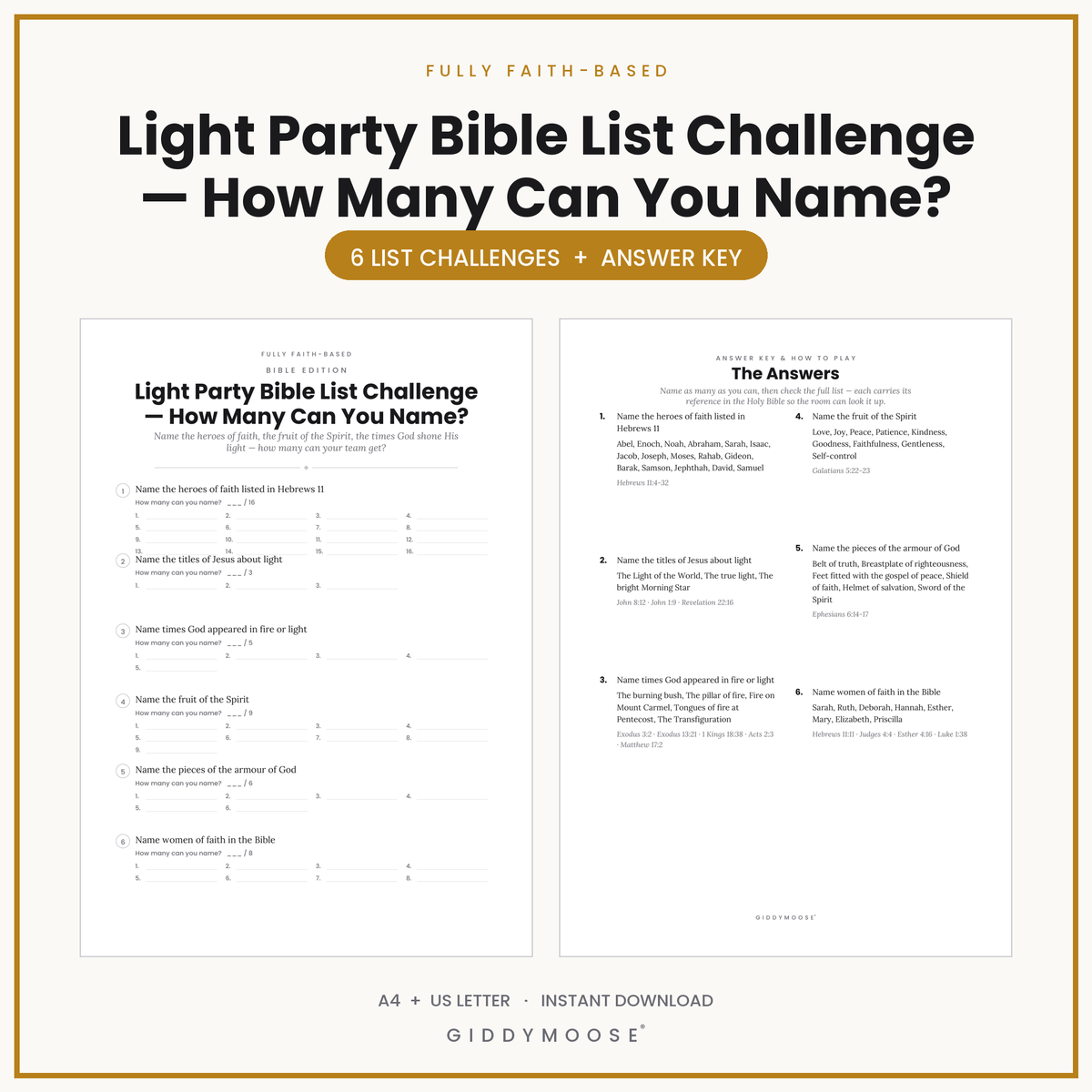 Light Party Bible List Challenge Printable