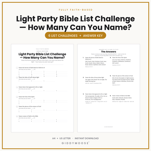 Light Party Bible List Challenge Printable