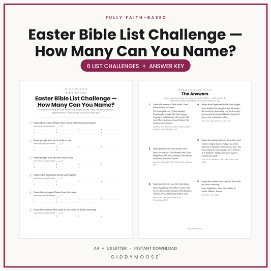 Easter Bible List Challenge Printable