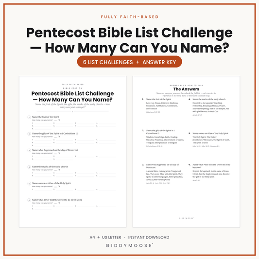 Pentecost Bible List Challenge Printable