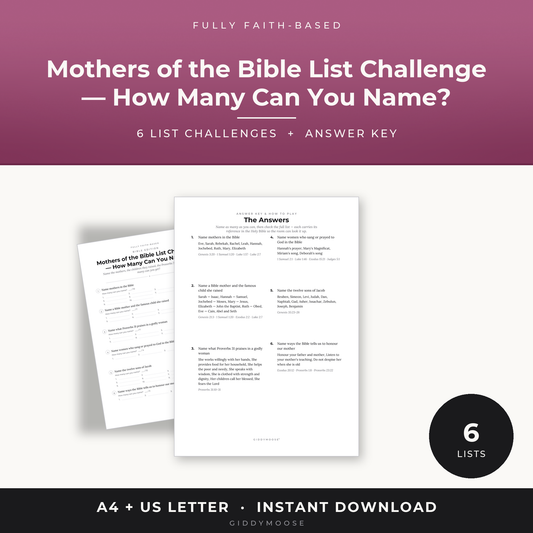 Mothers of the Bible List Challenge Printable