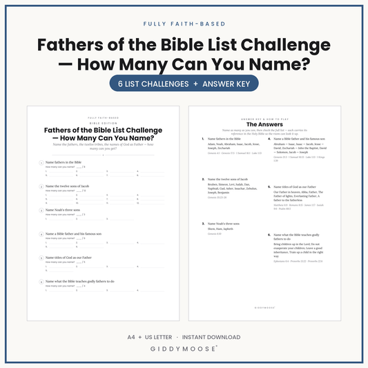 Fathers of the Bible List Challenge Printable