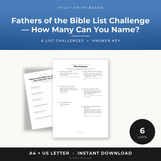 Fathers of the Bible List Challenge Printable