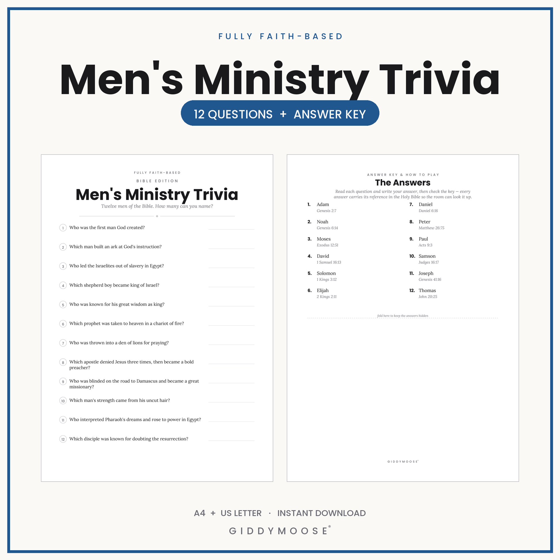 Men's Ministry Bible Trivia Printable