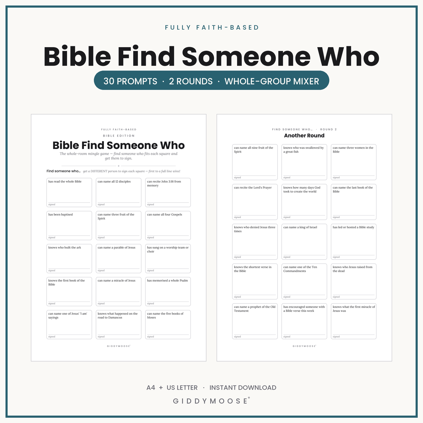 Bible Find Someone Who Printable