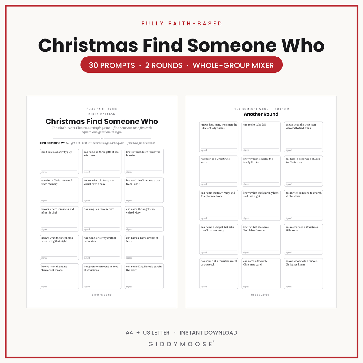Christmas Find Someone Who Printable