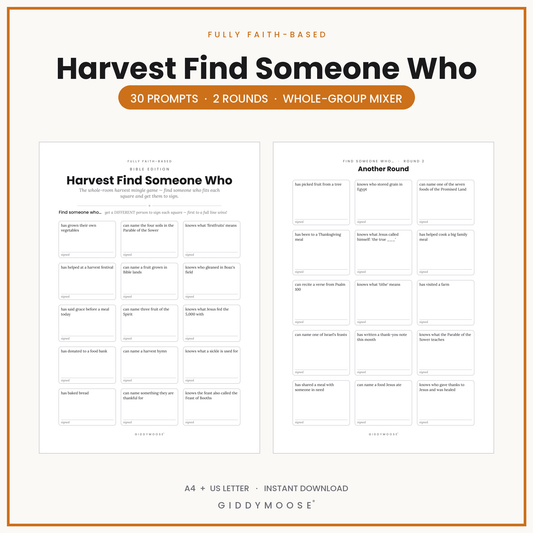 Harvest Find Someone Who Printable