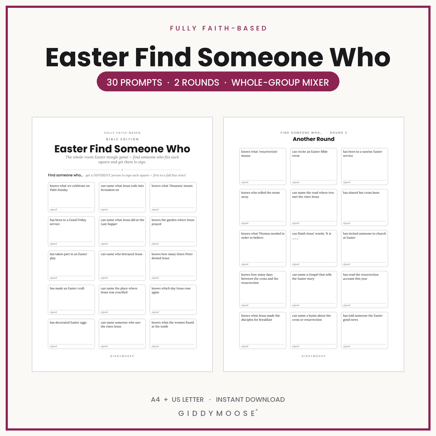 Easter Find Someone Who Printable