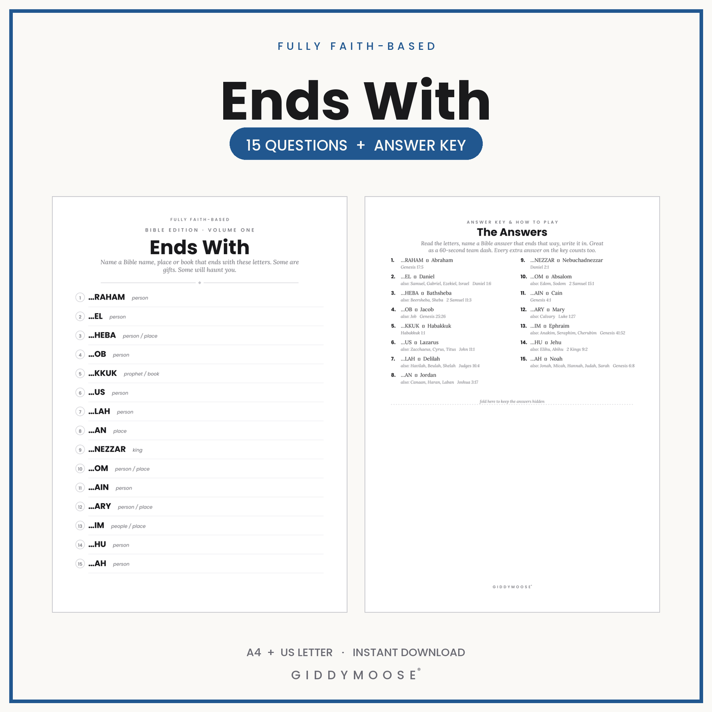 Bible Ends With Word Game Printable