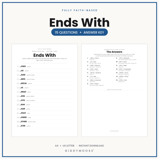 Bible Ends With Word Game Printable