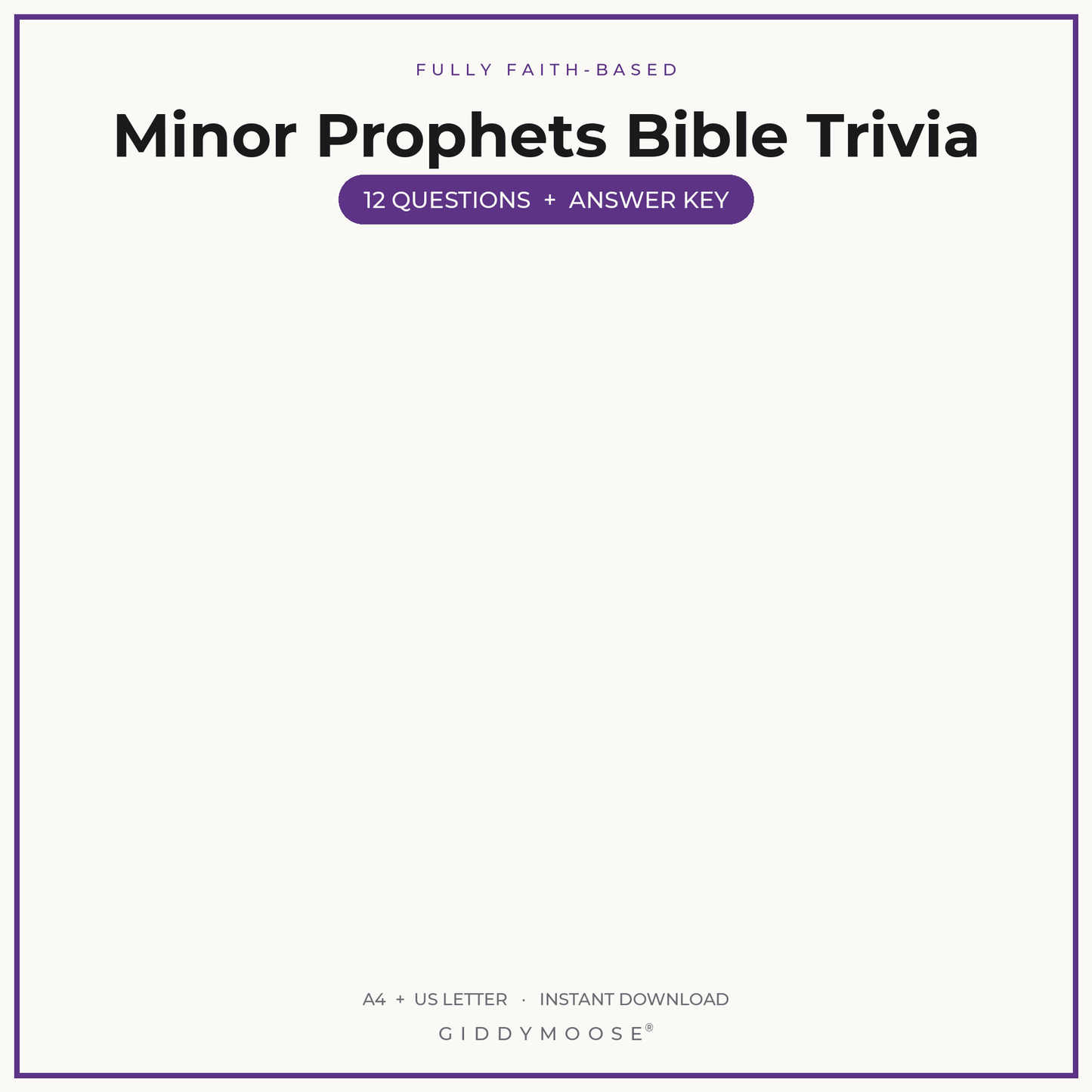 Minor Prophets Bible Trivia Printable