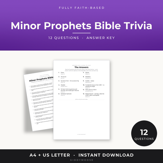 Minor Prophets Bible Trivia Printable