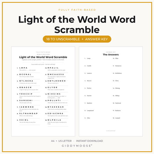 Light of the World Word Scramble Printable