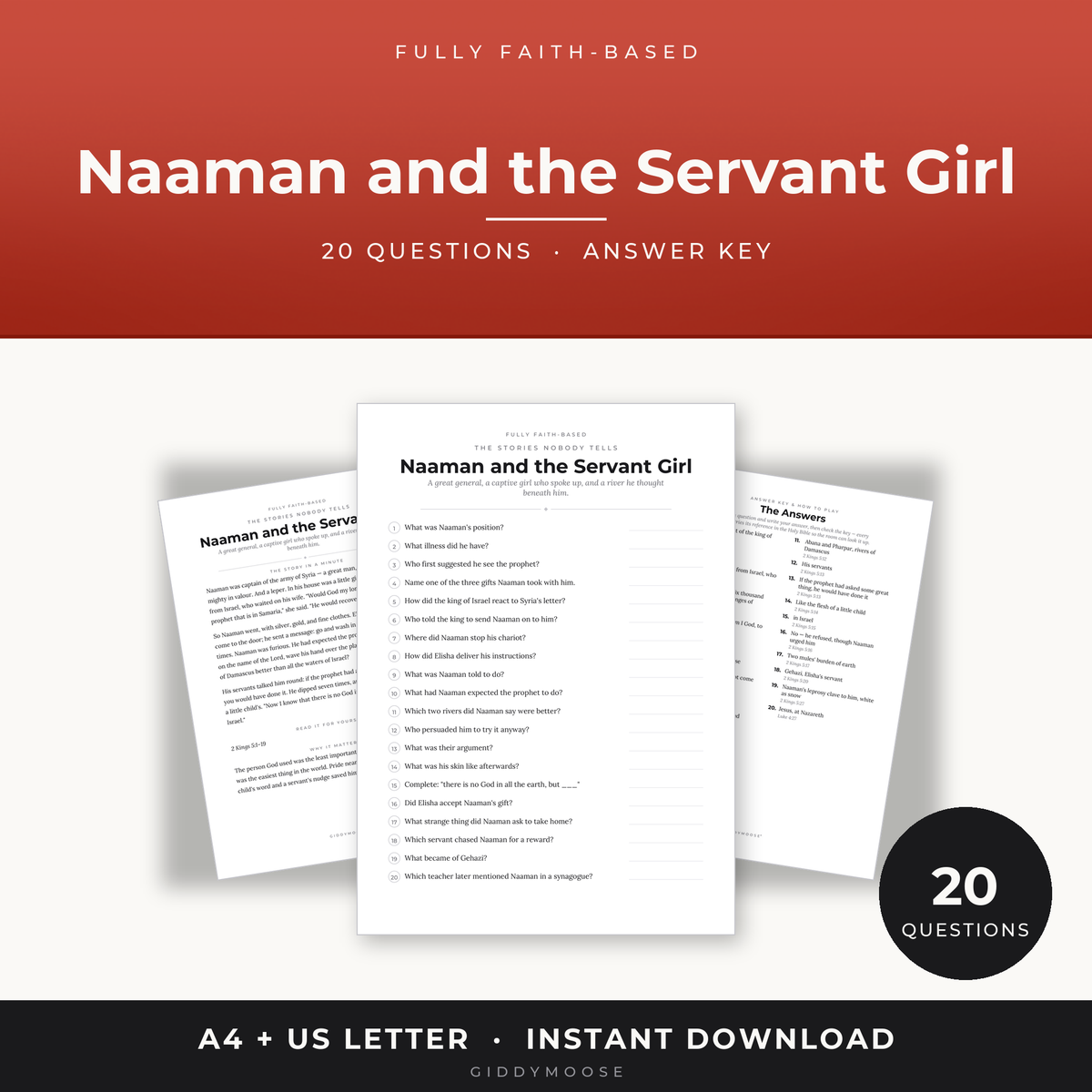 Naaman Bible Trivia Printable