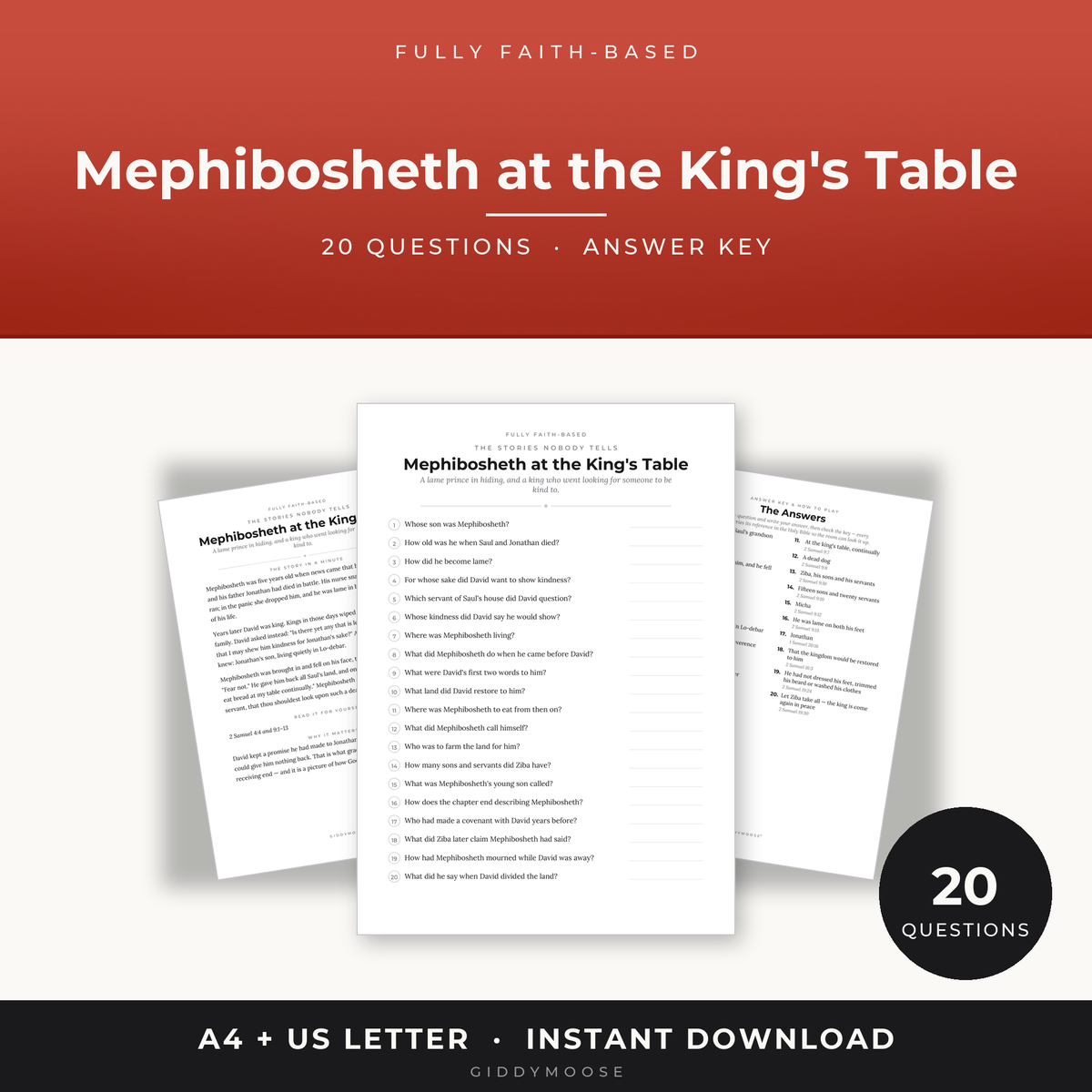 Mephibosheth Bible Trivia Printable