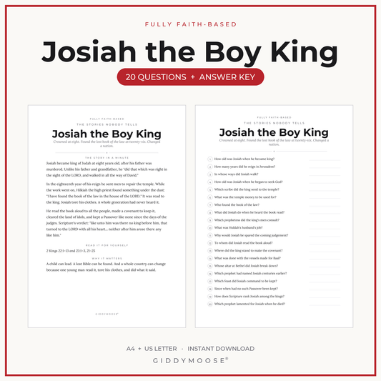 Josiah the Boy King Bible Trivia Printable