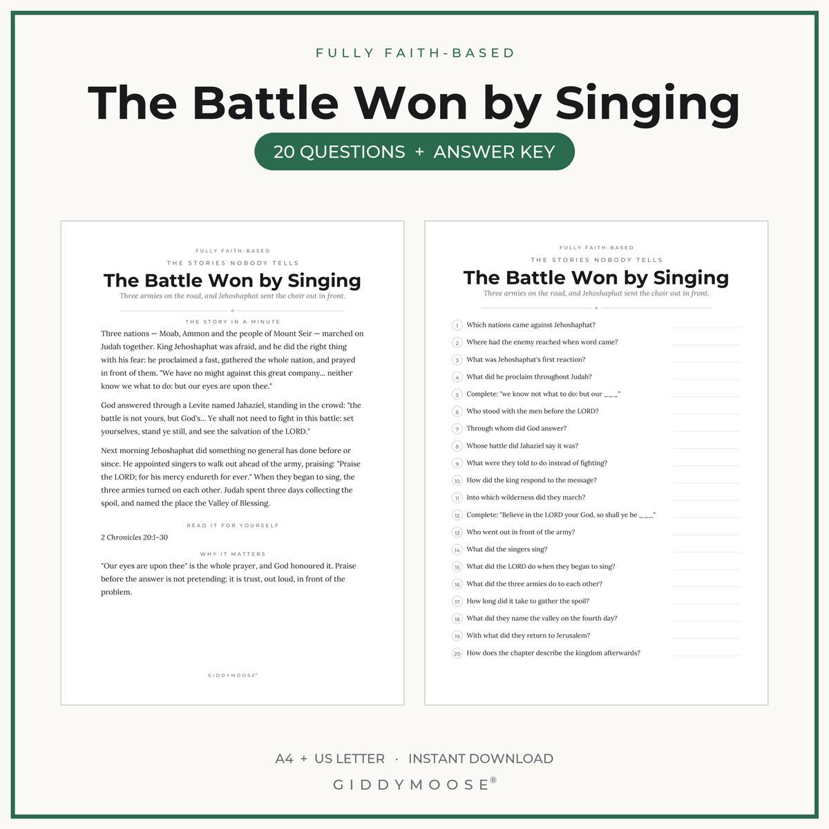 Jehoshaphat Bible Trivia Printable