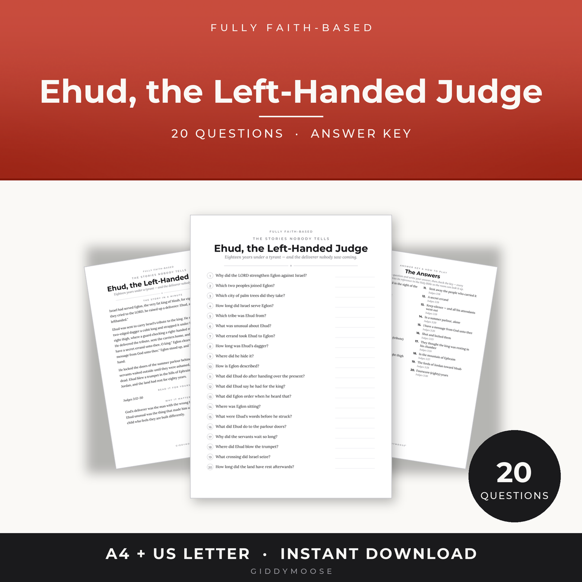 Ehud Bible Trivia Printable