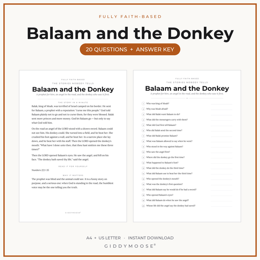 Balaam and the Donkey Bible Trivia Printable