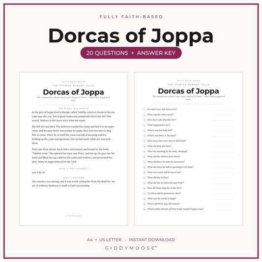 Dorcas Tabitha Bible Trivia Printable