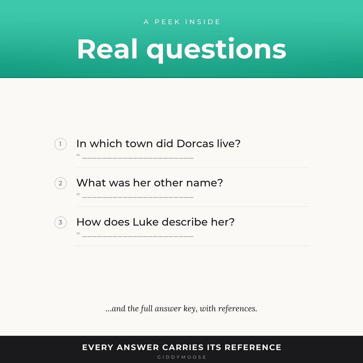 Dorcas Tabitha Bible Trivia Printable — image 3