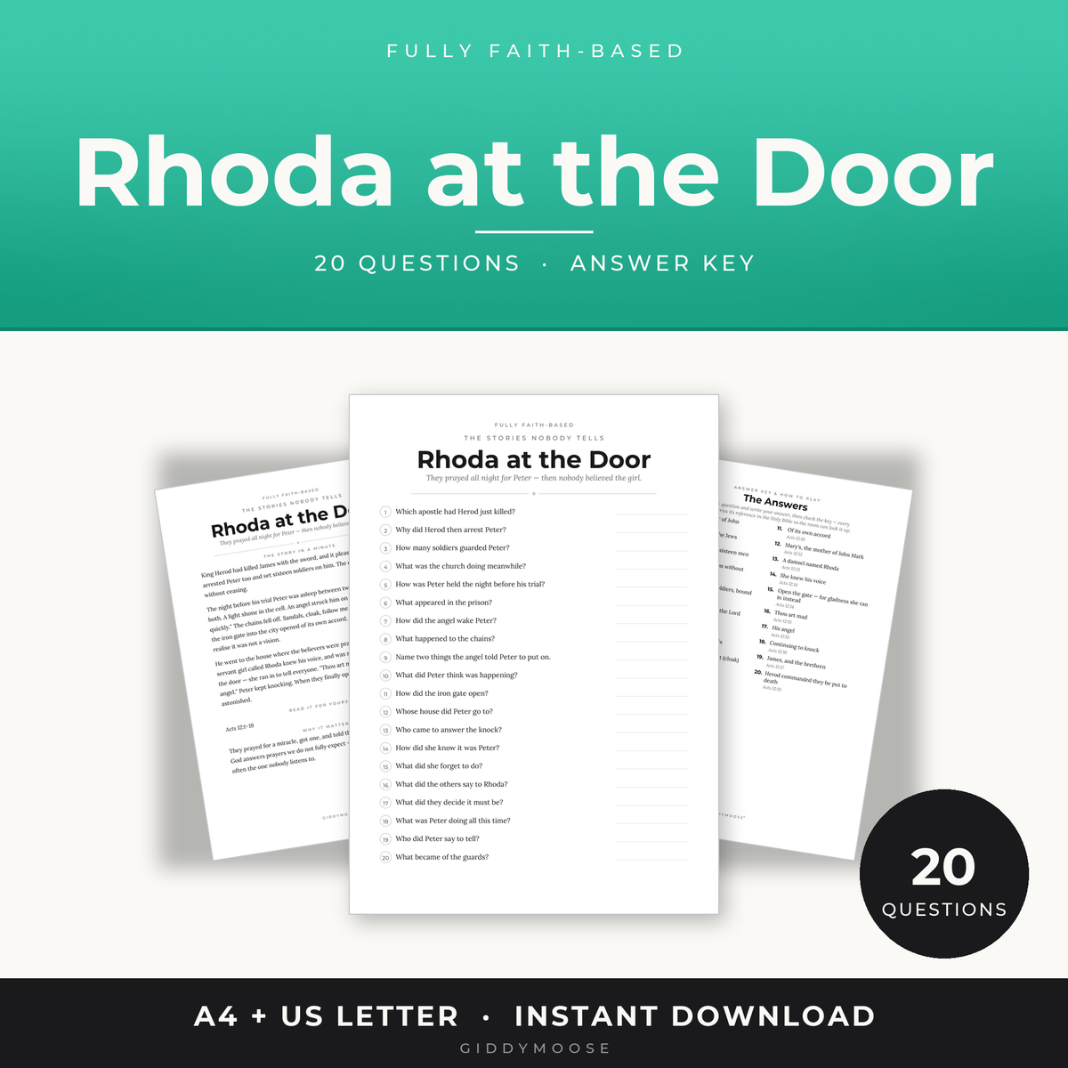 Rhoda Bible Trivia Printable