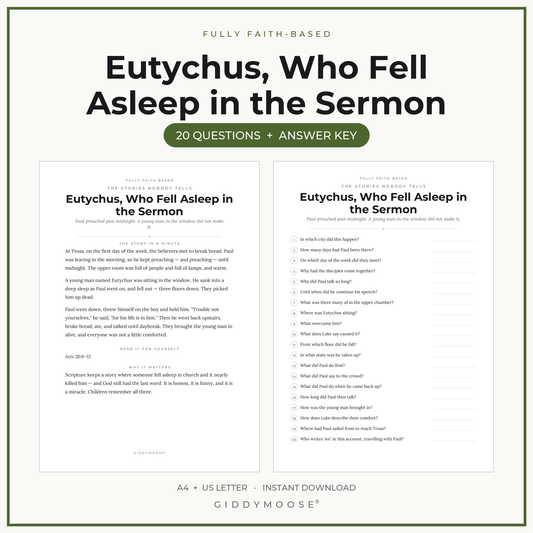 Eutychus Bible Trivia Printable