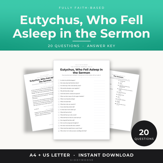 Eutychus Bible Trivia Printable