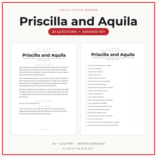 Priscilla and Aquila Bible Trivia Printable