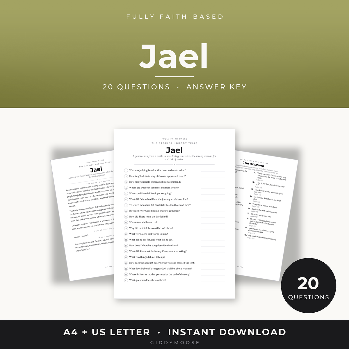 Jael Bible Trivia Printable