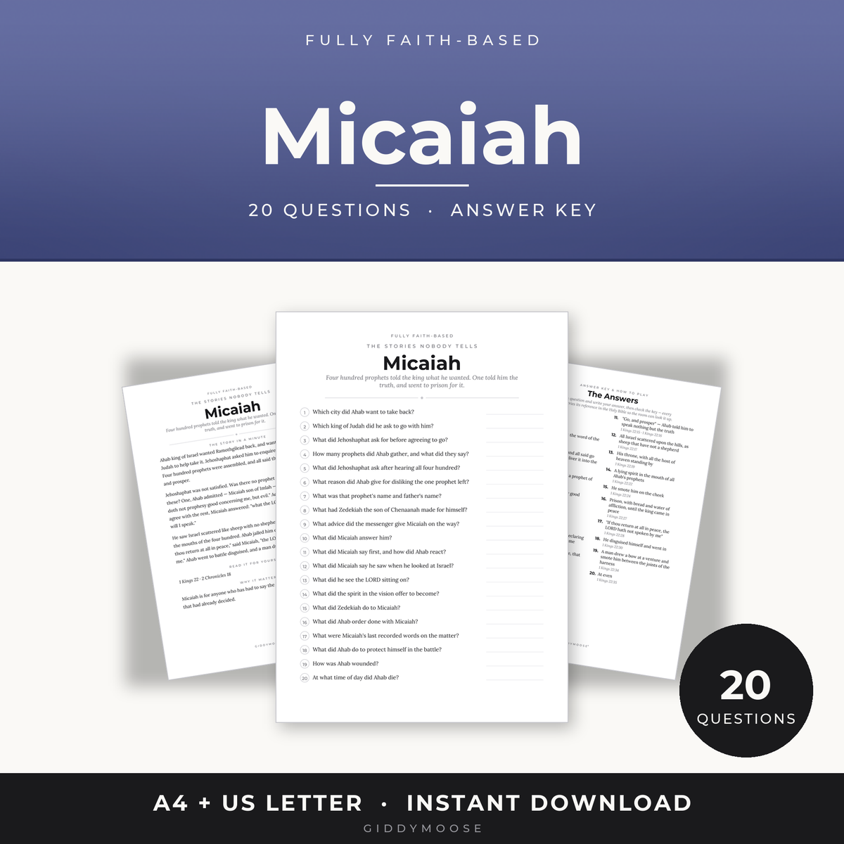 Micaiah Bible Trivia Printable