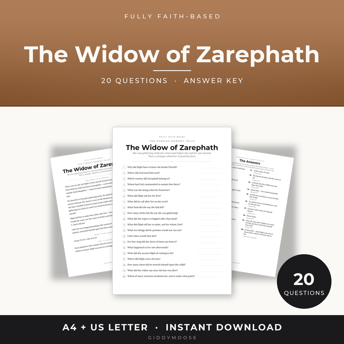Widow of Zarephath Bible Trivia Printable