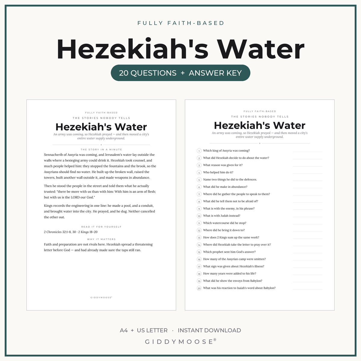 Hezekiah Bible Trivia Printable