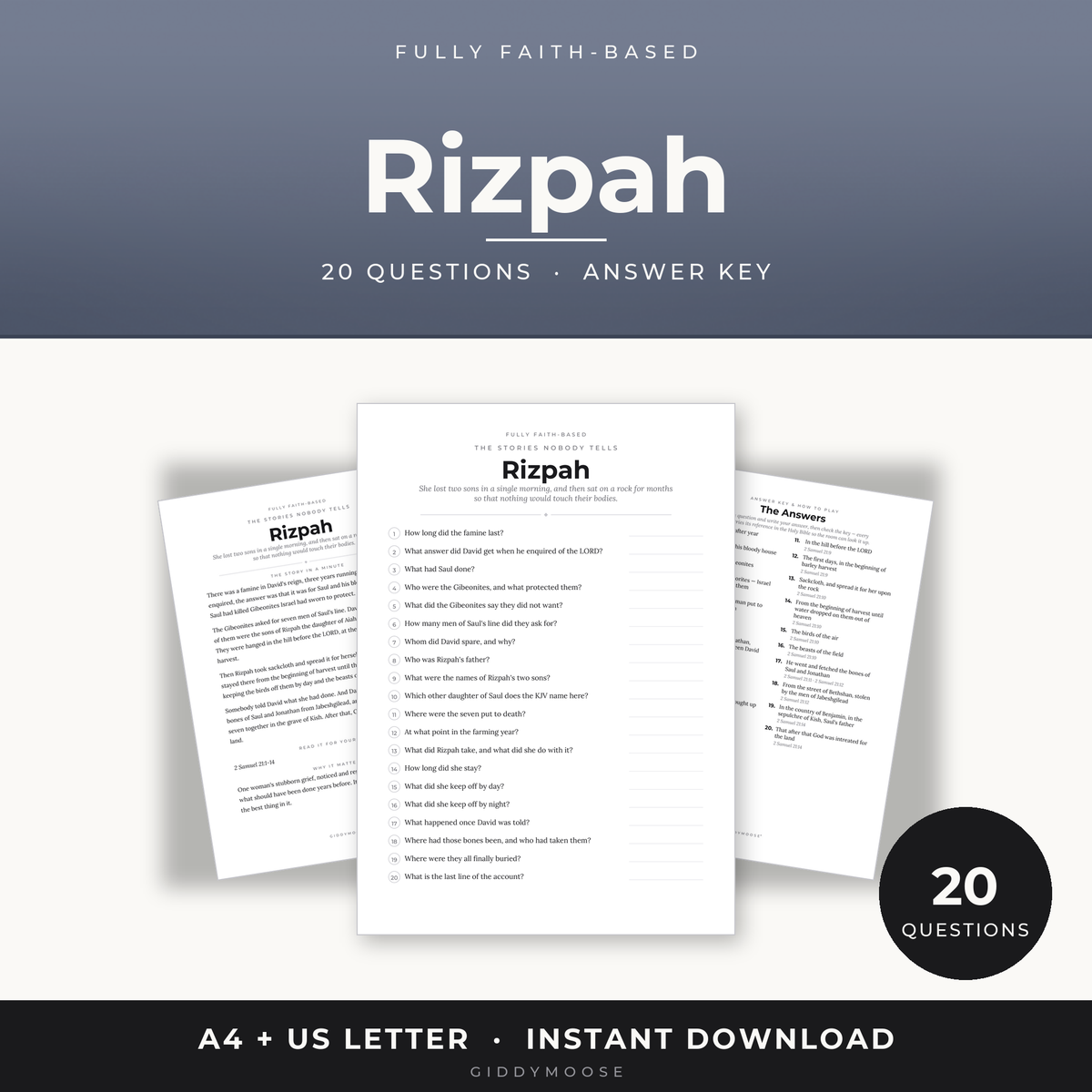 Rizpah Bible Trivia Printable