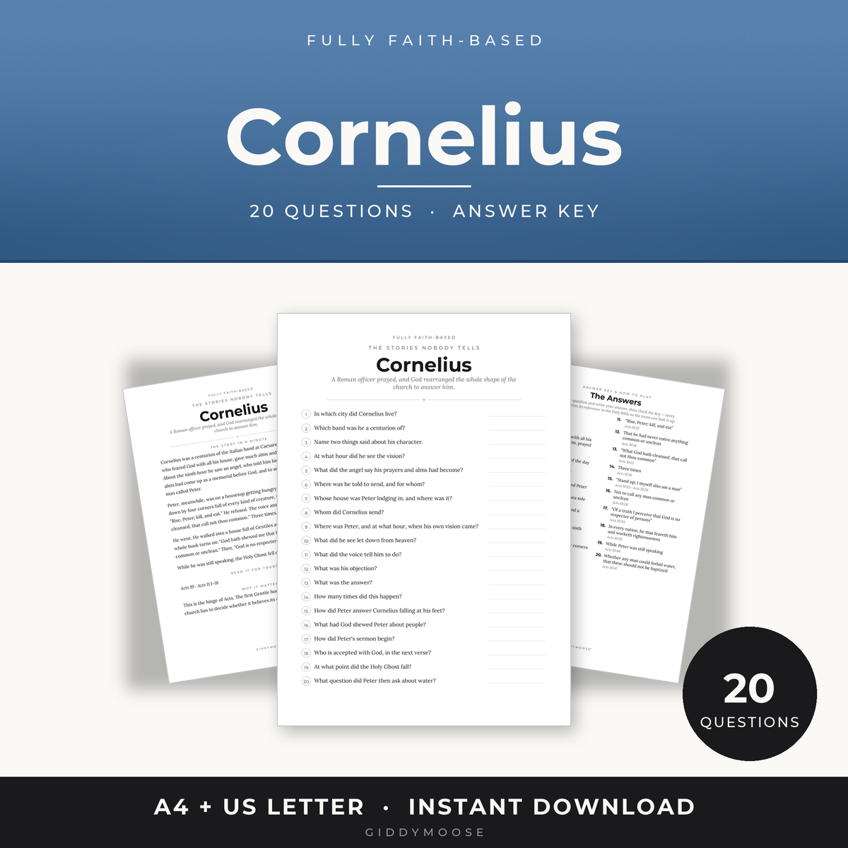 Cornelius Bible Trivia Printable