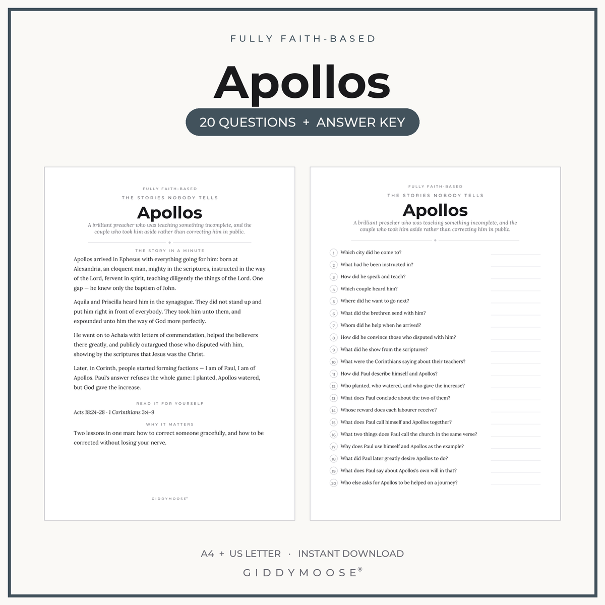 Apollos Bible Trivia Printable