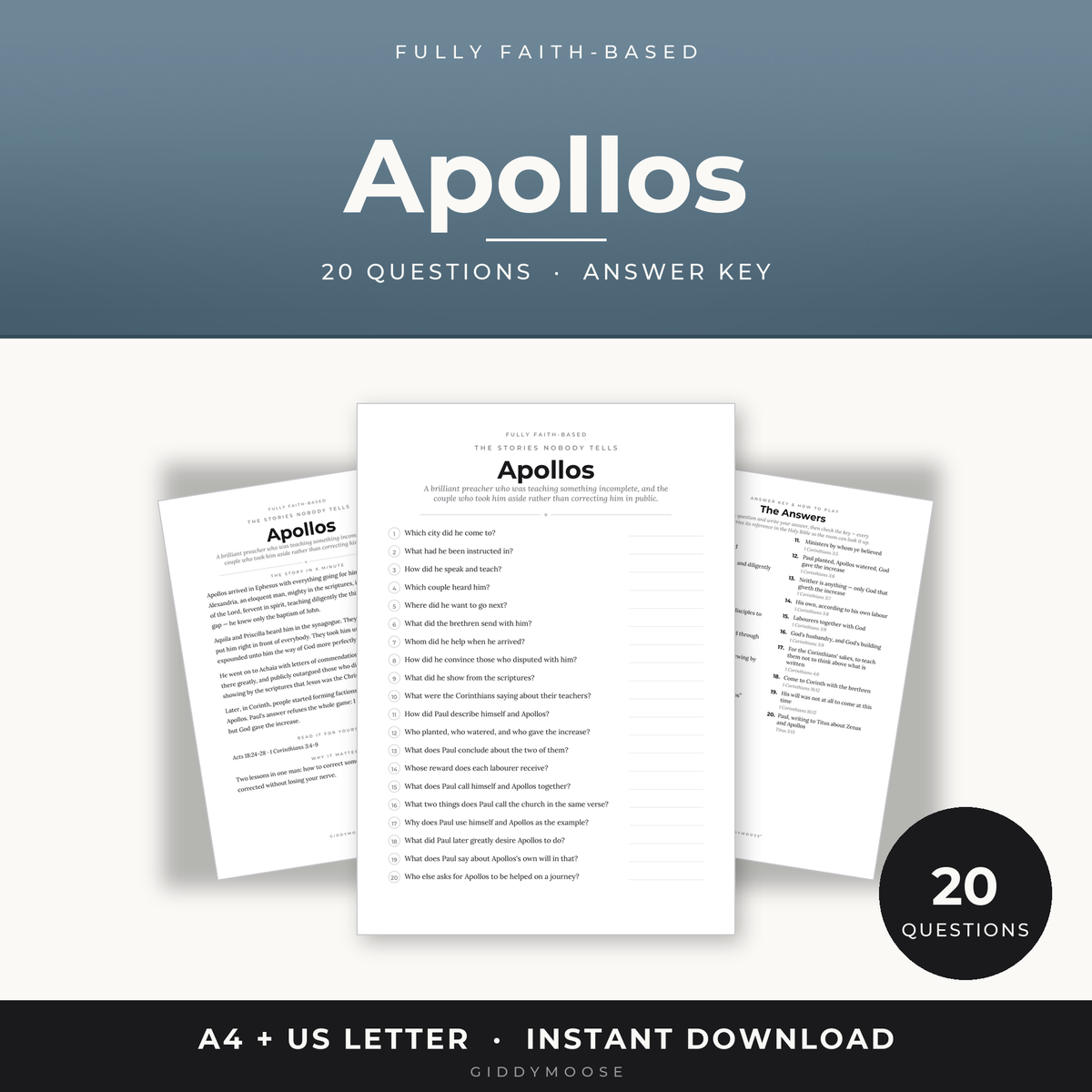 Apollos Bible Trivia Printable