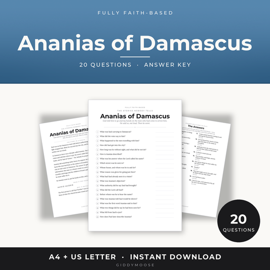 Ananias of Damascus Bible Trivia Printable